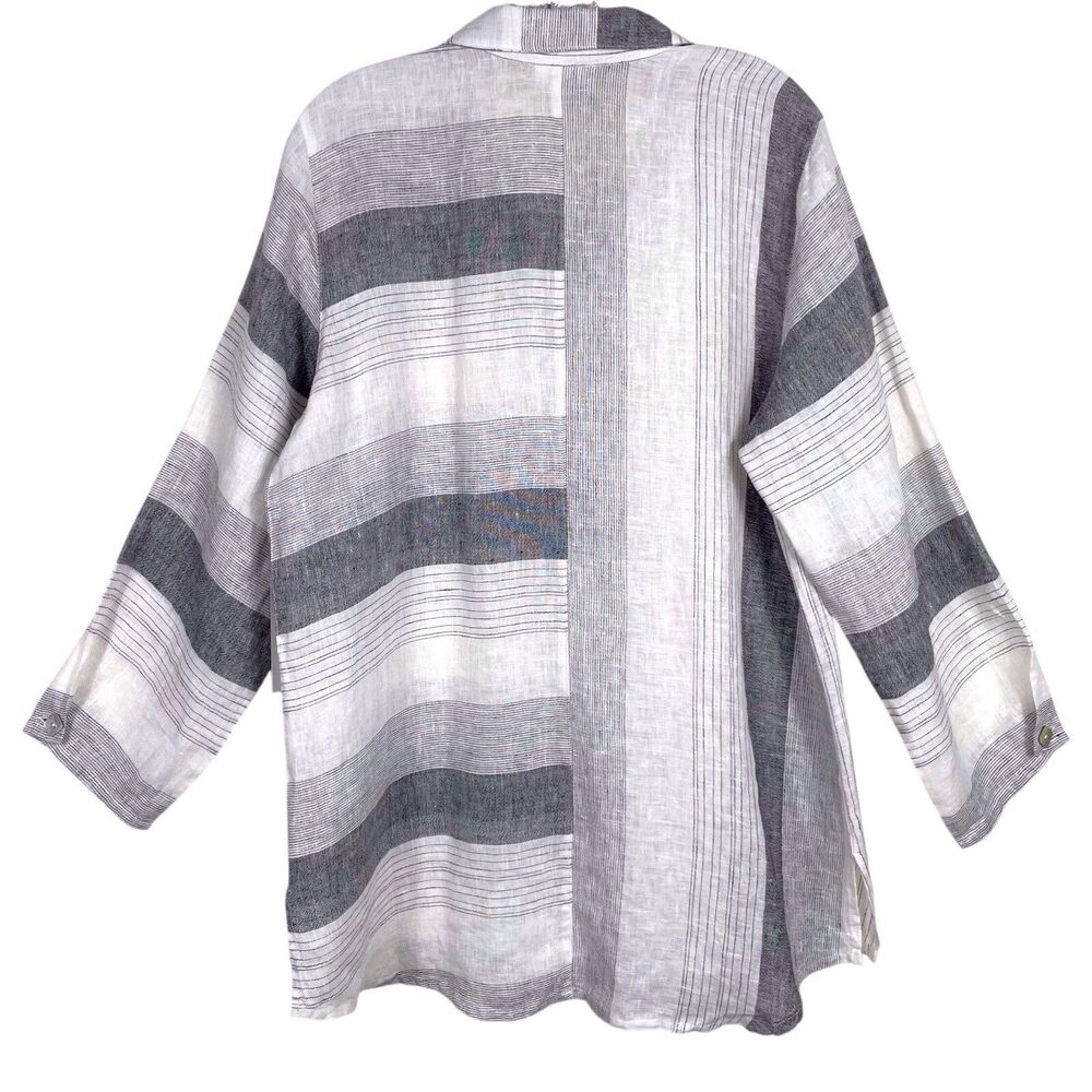 Habitat Linen Striped Lagenlook Top Blouse Relaxed Fit Size Large NWT - Picture 3 of 16